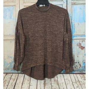 Perfect Peach Womens Size Small Heather Brown Long Sleeve Pullover Sweater Top